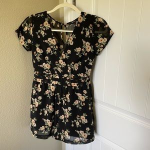 Black Floral Romper - size small
